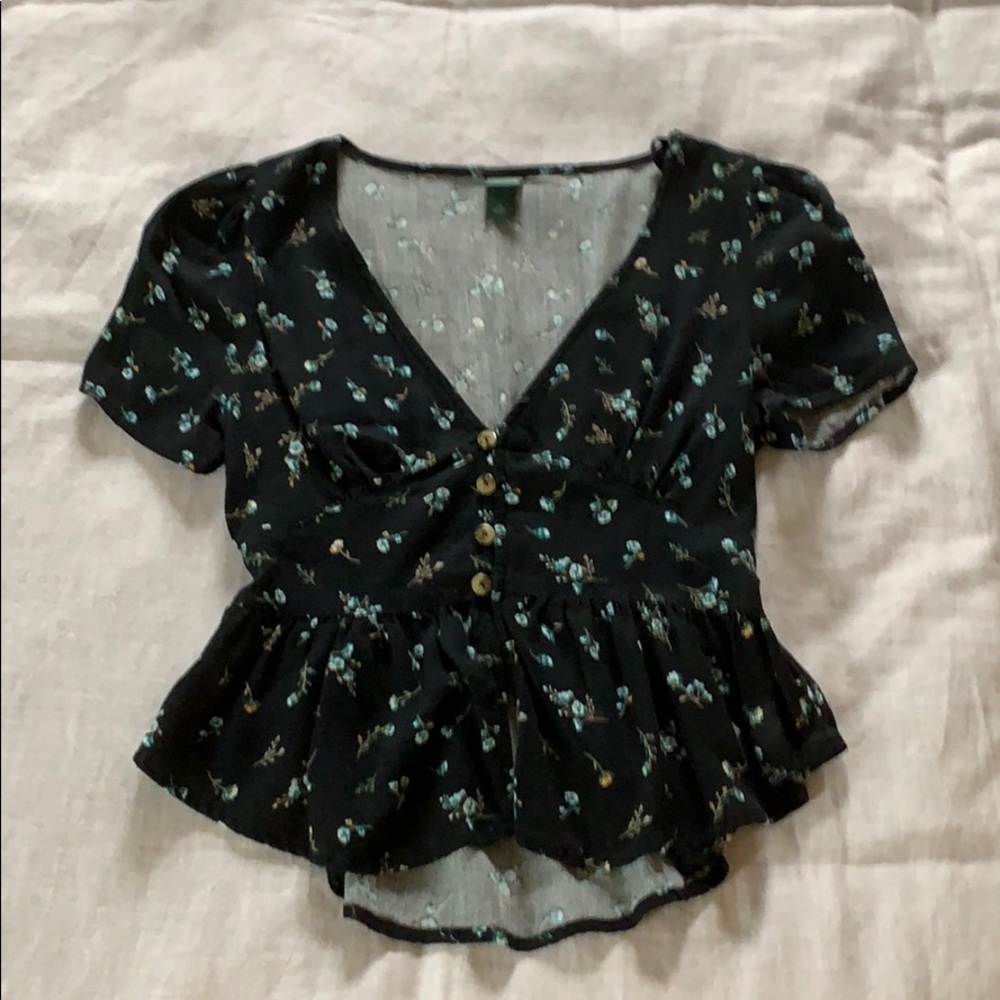 Black tee button up blouse